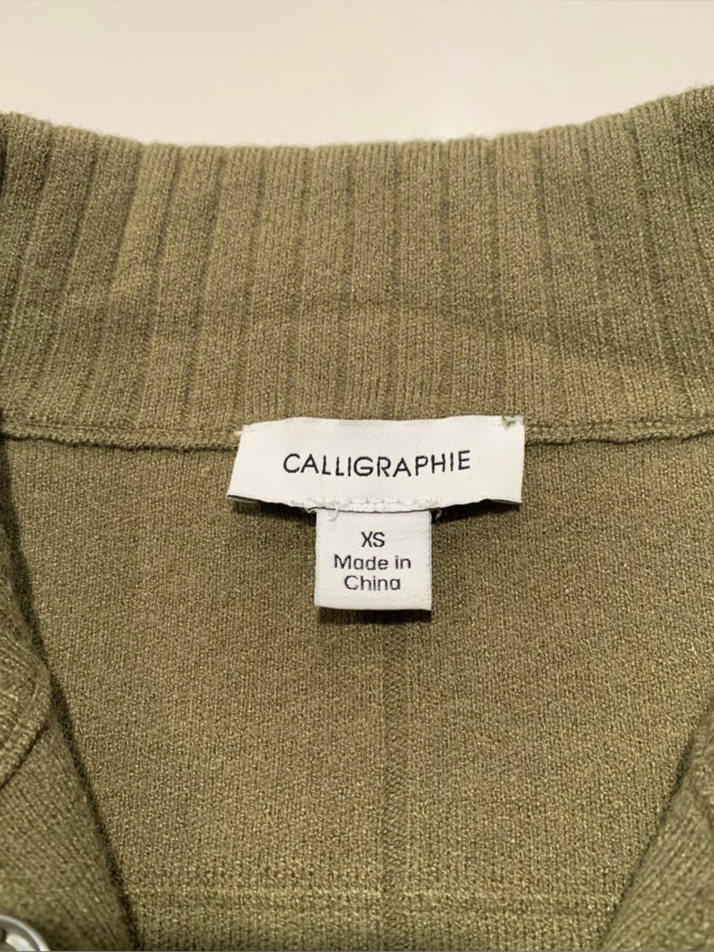 Calligraphie Anthropologie Knit Sweater Bomber Utility Jacket, Olive Green, XS - Picture 6 of 11